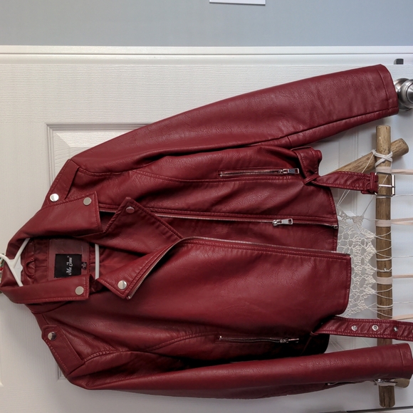 Me Jane Jackets & Blazers - Red faux leather jacket